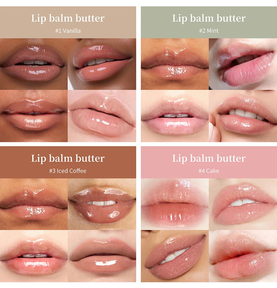 Moisturizing Lip Butter Balm 4 Counts/set Hydrating Lip Balm Plumping Lip Oil Lip Stick Glossy Lip Glaze Stick Plumping Lip Cosm