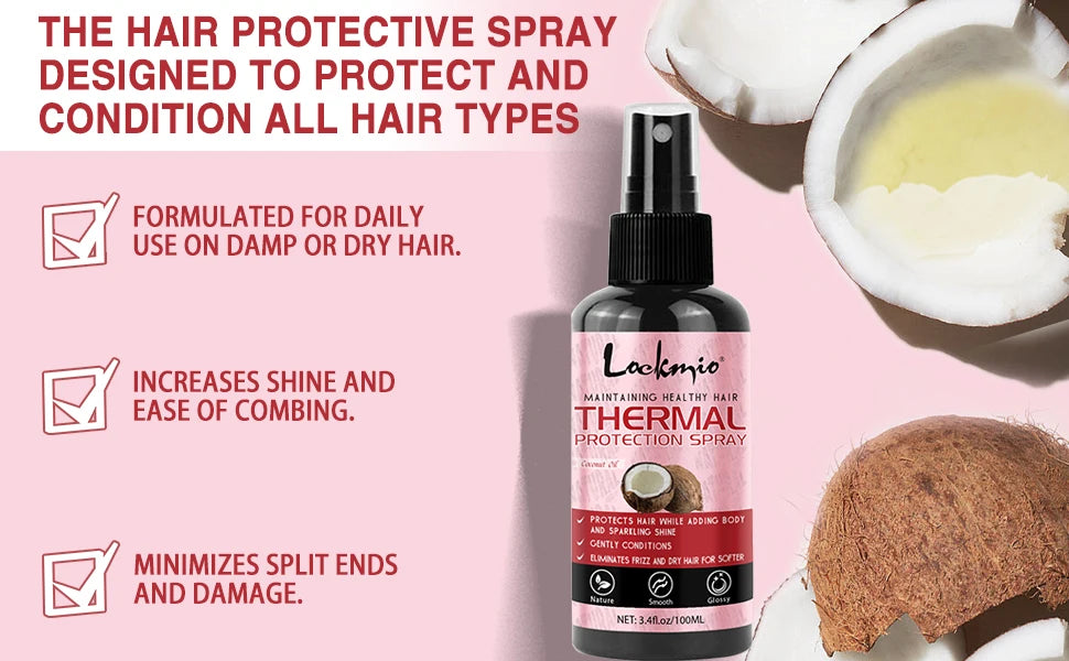 LOCKMIO Thermal Protect Spray Moisturizing & Nourishing Protect Hair Repair Heat Damage Conditioner Anti-frizz Hair Care Product