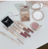 Makeup Gift Box Butterfly Bow Heart Limited Lipstick Powder Blush Eyeshadow Makeup Gift Box Set and Necklace Gifts for Women