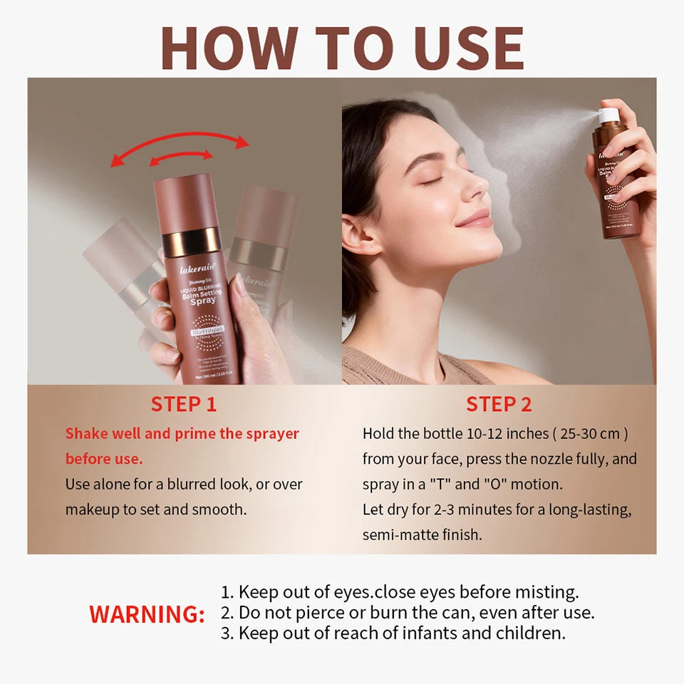 Makeup Fixer Spray Long-Lasting Oil Control Natural Matte Non Drying Weightless Makeup Liquid Blurring Balm Setting Spray