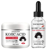 YOUNGCOME Kojic Acid Serum &Cream Bundle - Brightening Set for Dark Spots, Acne Scars, Anti-Aging Evens Skin Tone 2-in-1 Skincar