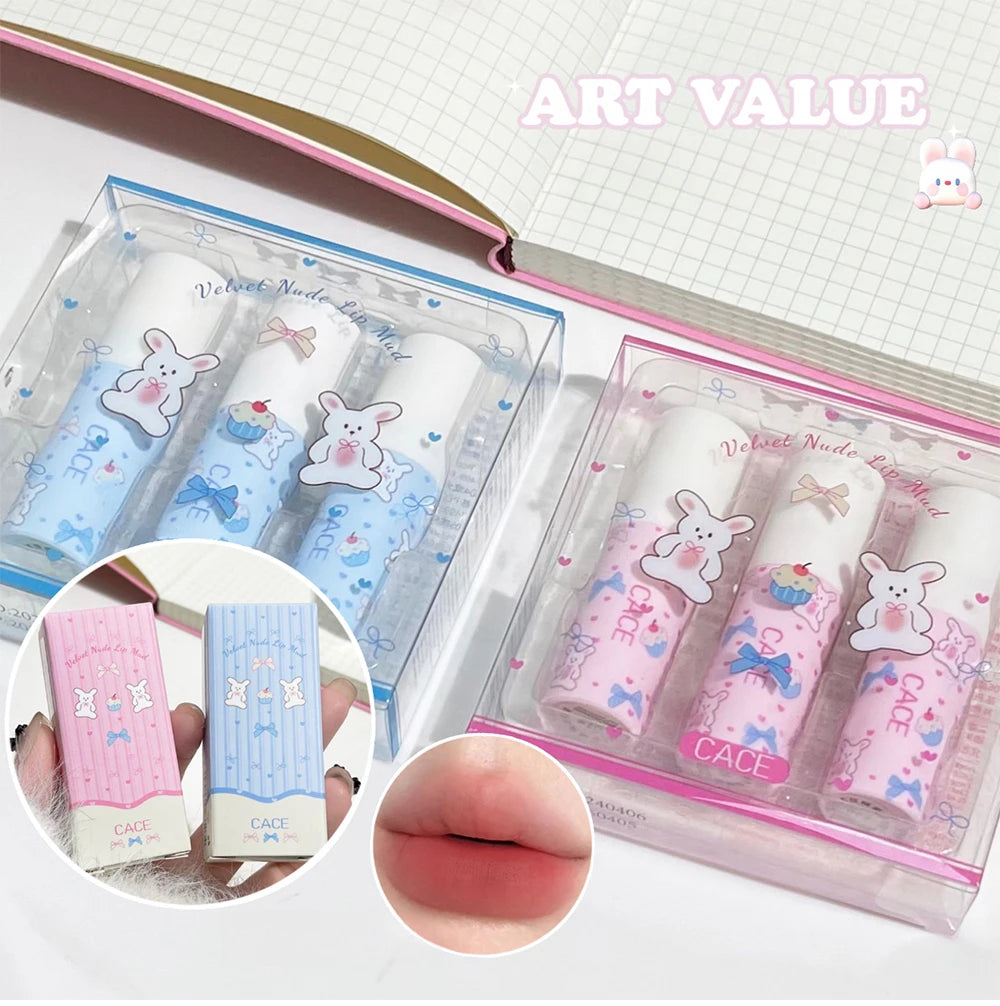 Little Bunny Lip Mud Set Velvet Nude Matte Texture Silky Lipstick Makeup