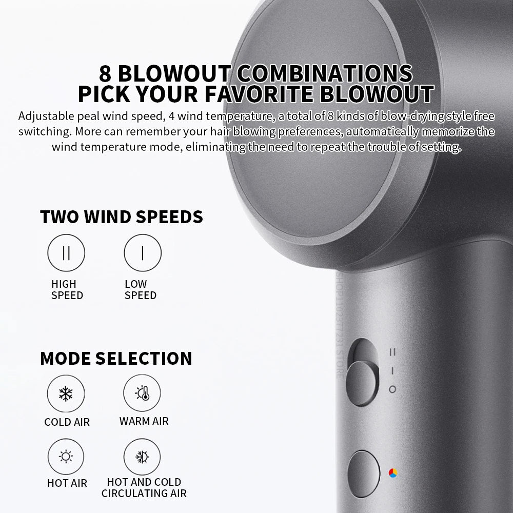 New MIJIA H501 High Speed Anion Hair Dryers Wind Speed 62m/s 1600W 110000 Rpm Professional Hair Care Quick Drye Negative Ion
