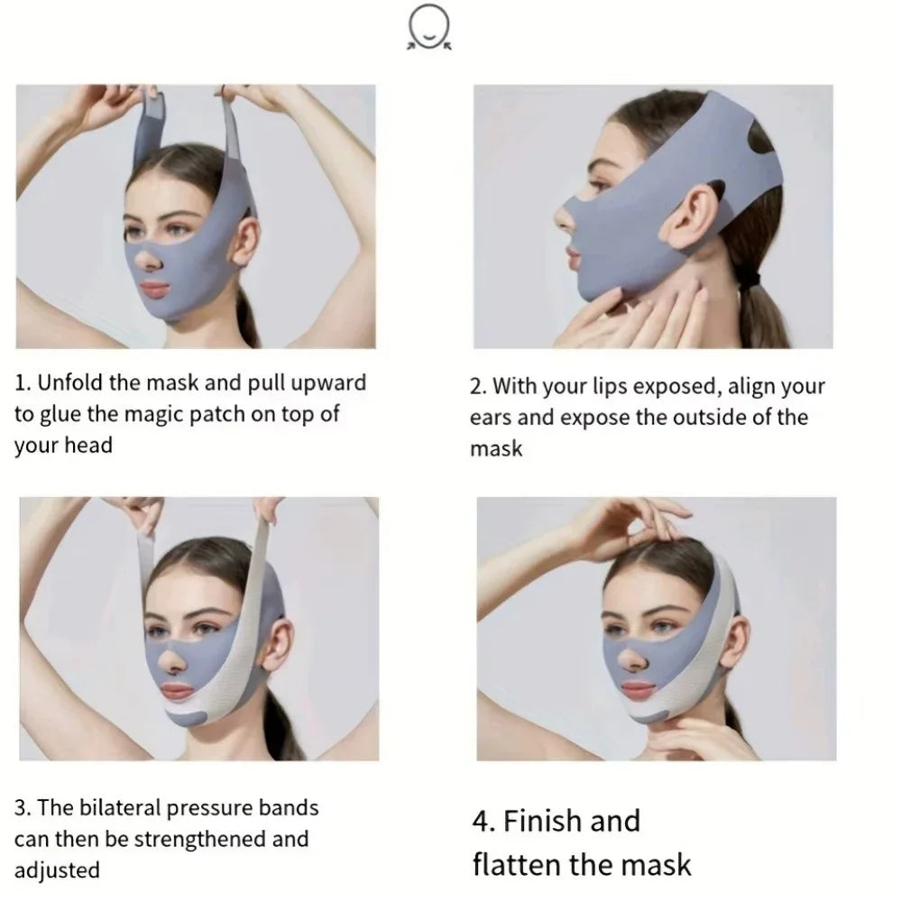 1pc V-Shape Face Sculpting Sleep Mask Breathable Elastic Lifting Tightening Mask Skin Care Slimming Strap Chin Up Mask Woman