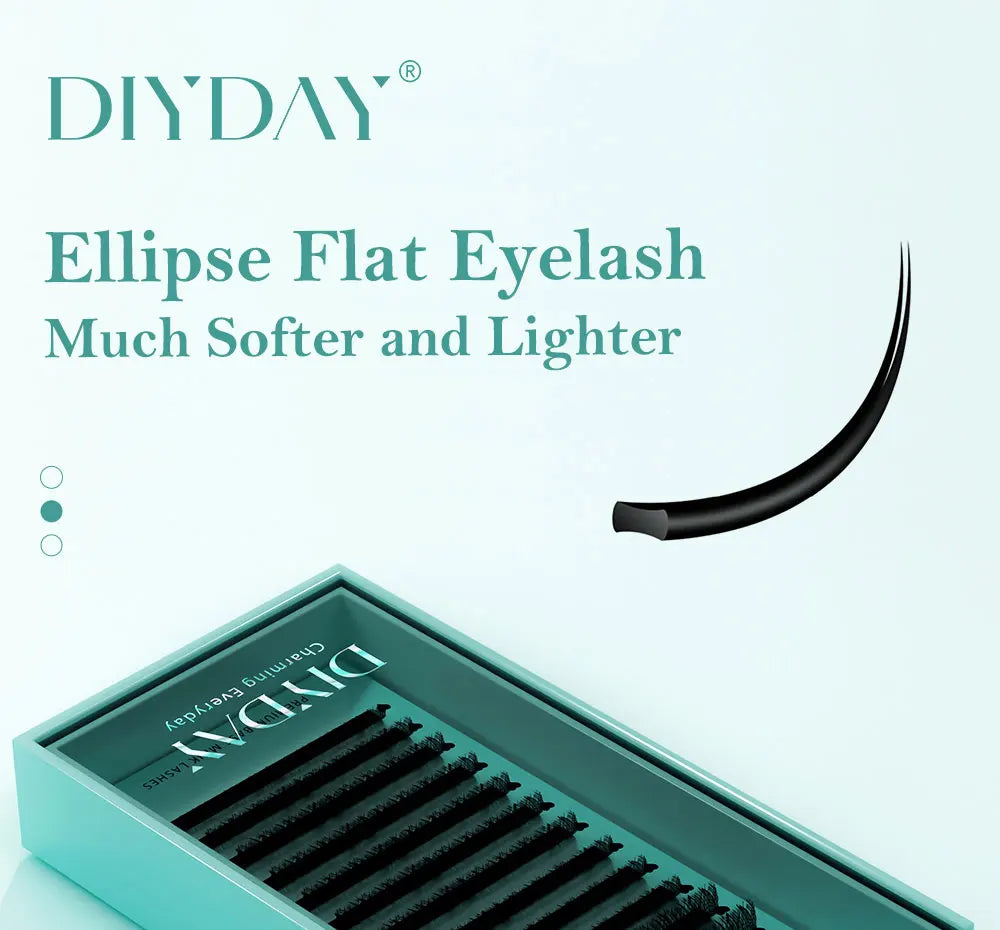 DIYDAY Ellipse Flat Eyelash Extensions 0.15 0.20 Super Softer Individual Flat Lashes Natural Look False Eyelashes for Makeup