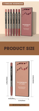 Rozza Waterproof Lip Liner Pencil Set, Weightless Precise Liner with Super Soft Blendable Texture Matte Soft