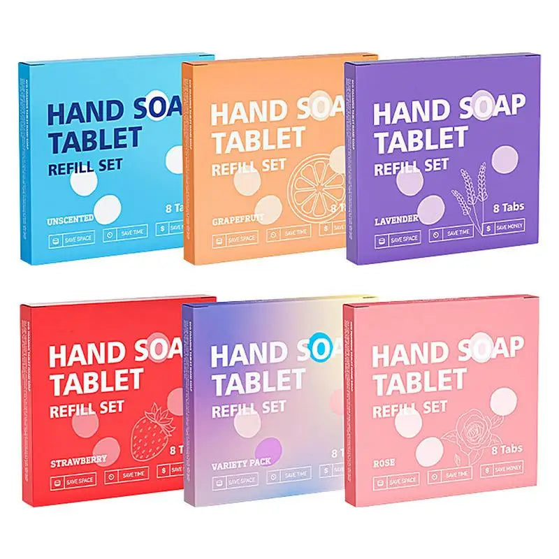 Hand Soap Tablet Refills 8pcs Foaming Hand Wash Tablet Refills Refreshing Fragrance Hand Washing Tool for Business Trip Travel