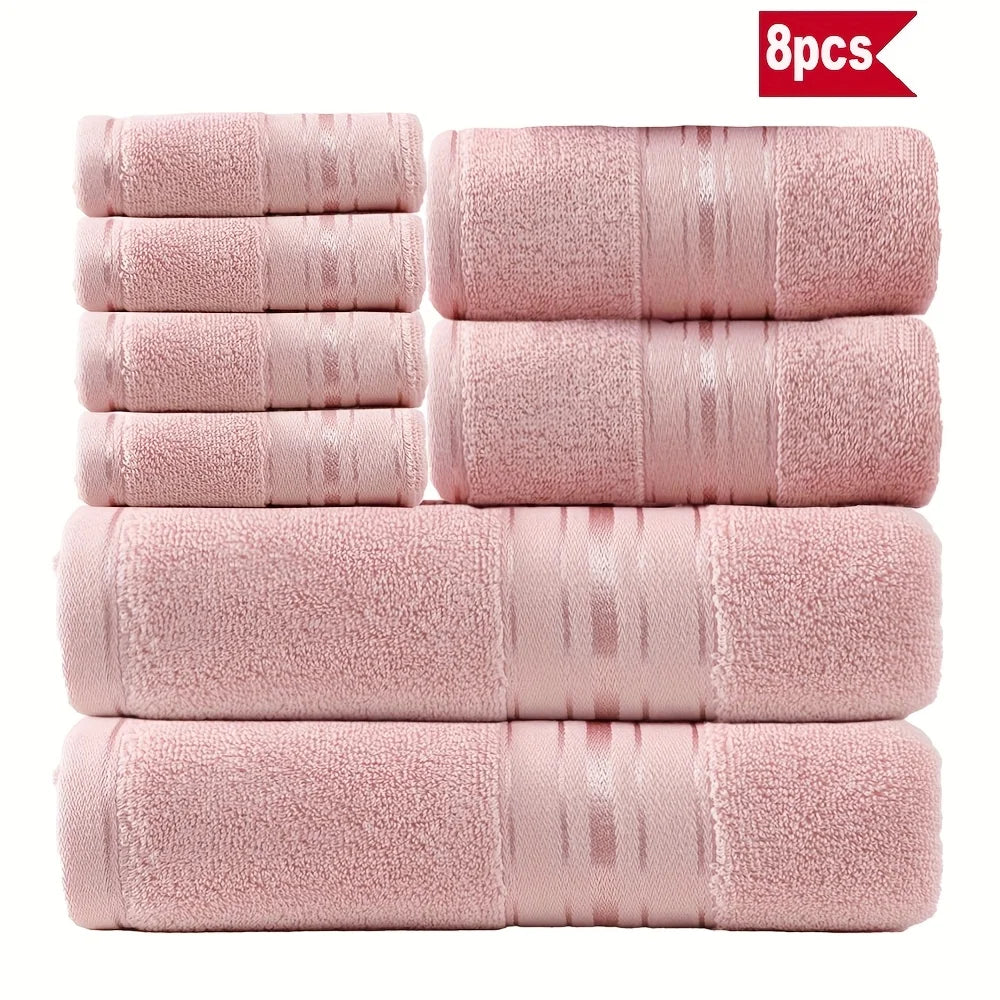 8 Piece Luxury Towel Set – Majestic Plush, Super Absorbent & Quicker-to-Dry, Thick 100% Ring Spun Cotton Towels for Bathroom, Spa & Hotel – 2 Bath, 2 Hand, 4 Washcloths