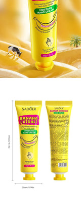 3/5Pcs Sadoer Banana Hand Cream Anti-Drying Crack Moisturizing Brightening Repairing Hand Creams for Hands Skin Care