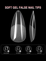 100/320/600Pcs Short Almond Nail Tips Soft Gel Nail Tips Full Cover False Nail Tips For Acrylic Nails  Salon Home Press On Nails