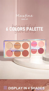 6-color Blush and Contouring All-in-one Palette Pearlescent Matte Powder Face Blusher Glitter Highlighter Blush Makeup Palette