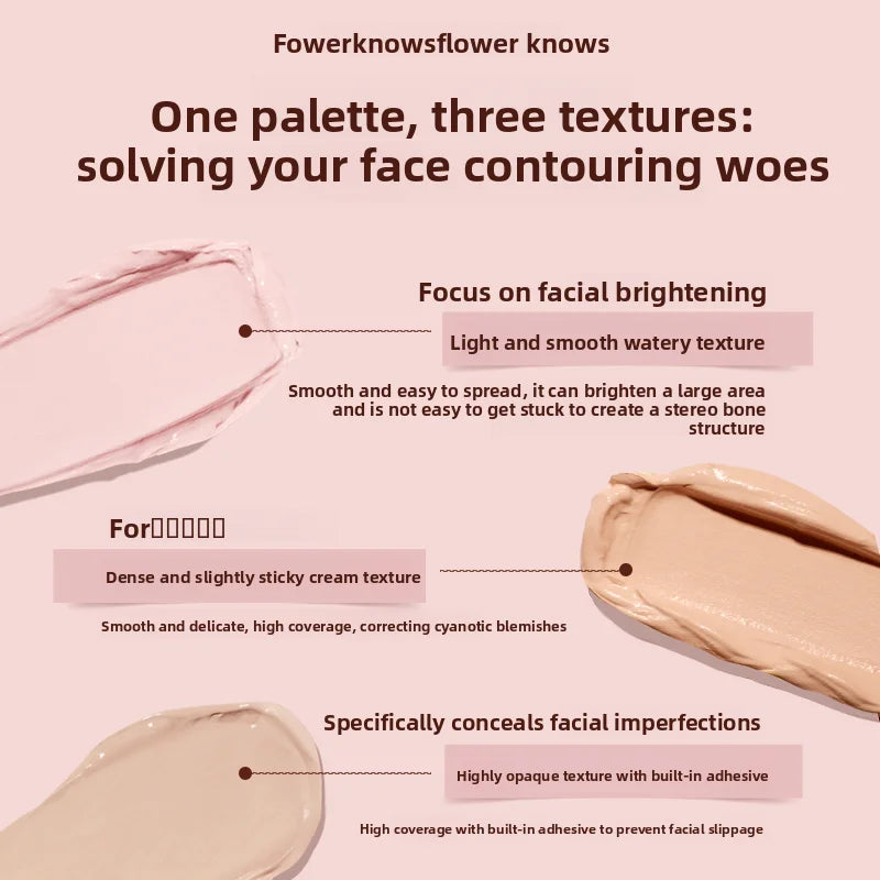 FLOWER KNOWS THE SWEETIE BEAR 4-Color Concealer Brighten Palette Covering Dark Circles Full Coverage Contouring Foundation