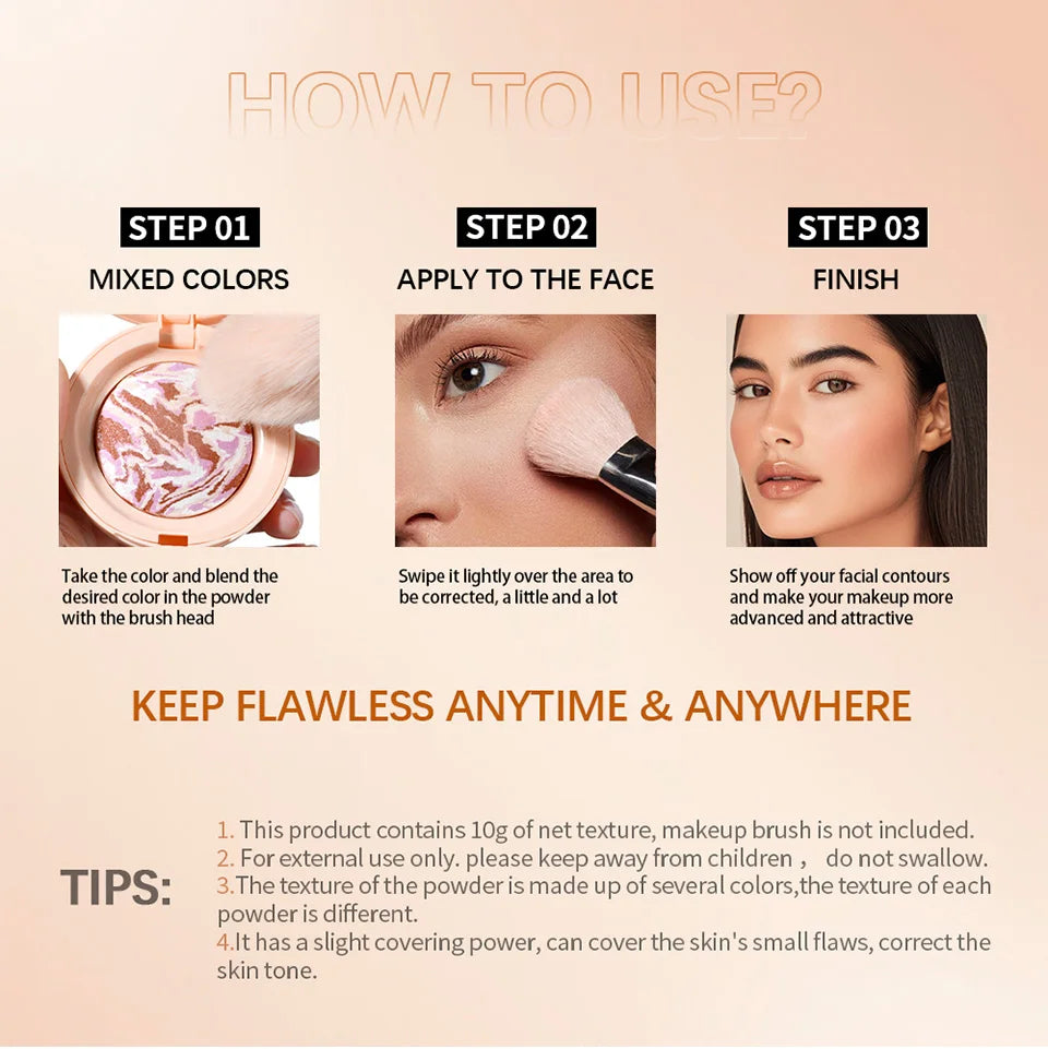 Demi Matte Natural Finish Baked Brighten Color Correcting Powder Foundation Buildable Light to Coverage Oil Control Makeup