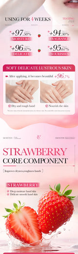 Strawberry VC Hand Cream - 30g Brightening Moisturizer for Winter, Repairs Dry Cracked Skin, Lightweight Fast Absorbing Formula