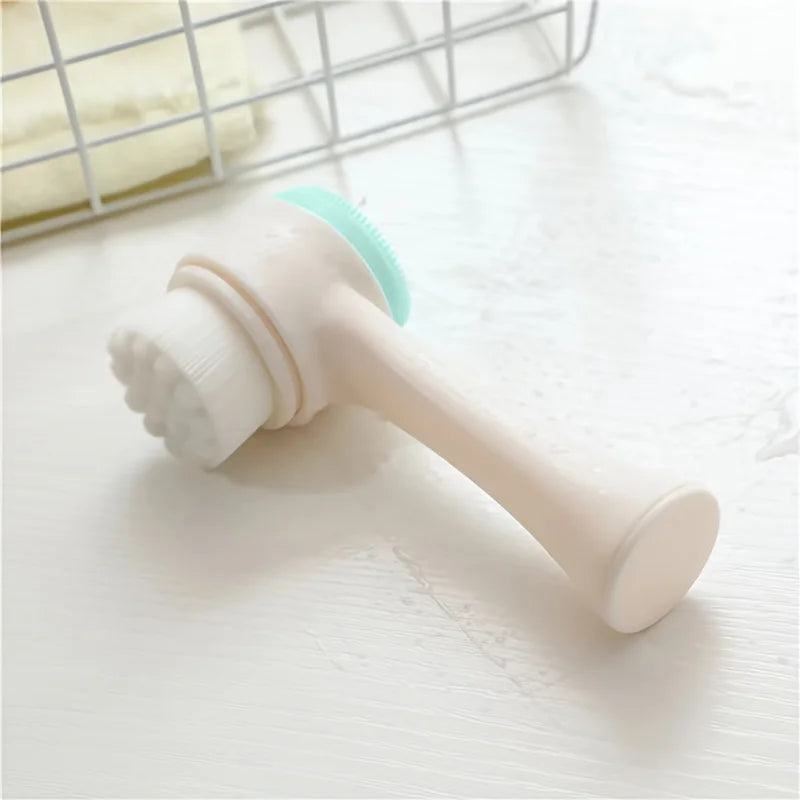 Silica Gel Facial Brush Double Sided Facial Cleanser Blackhead Removing Product Pore Cleaner Exfoliating Facial Brush Face Brush