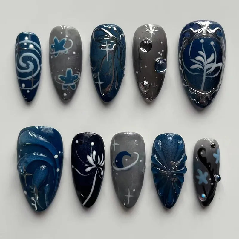 24 false nail pieces shipped randomly, Instagram-style false nails, wearable full-coverage almond-shaped press-on nails.