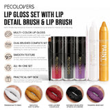 7PCS/SET Halloween Face And Lip Paint Set, 2 Paint Pens, 3 Liquid Lip Colors, 1 Detail Brush, 1 Beauty Tool, Quick-Dry Smudge-Proof Formula, Long-Wear Non-Sticky Finish, Great for Spooky Holiday Looks