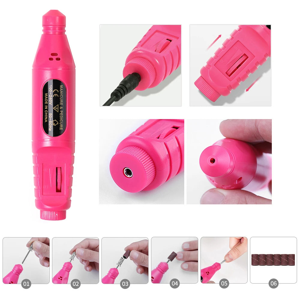 Professional Nail Art Kit with 54W UV Lamp Glue Dryer Polisher Dead Skin Remover Finger Separator Manicure Pedicure Home Use