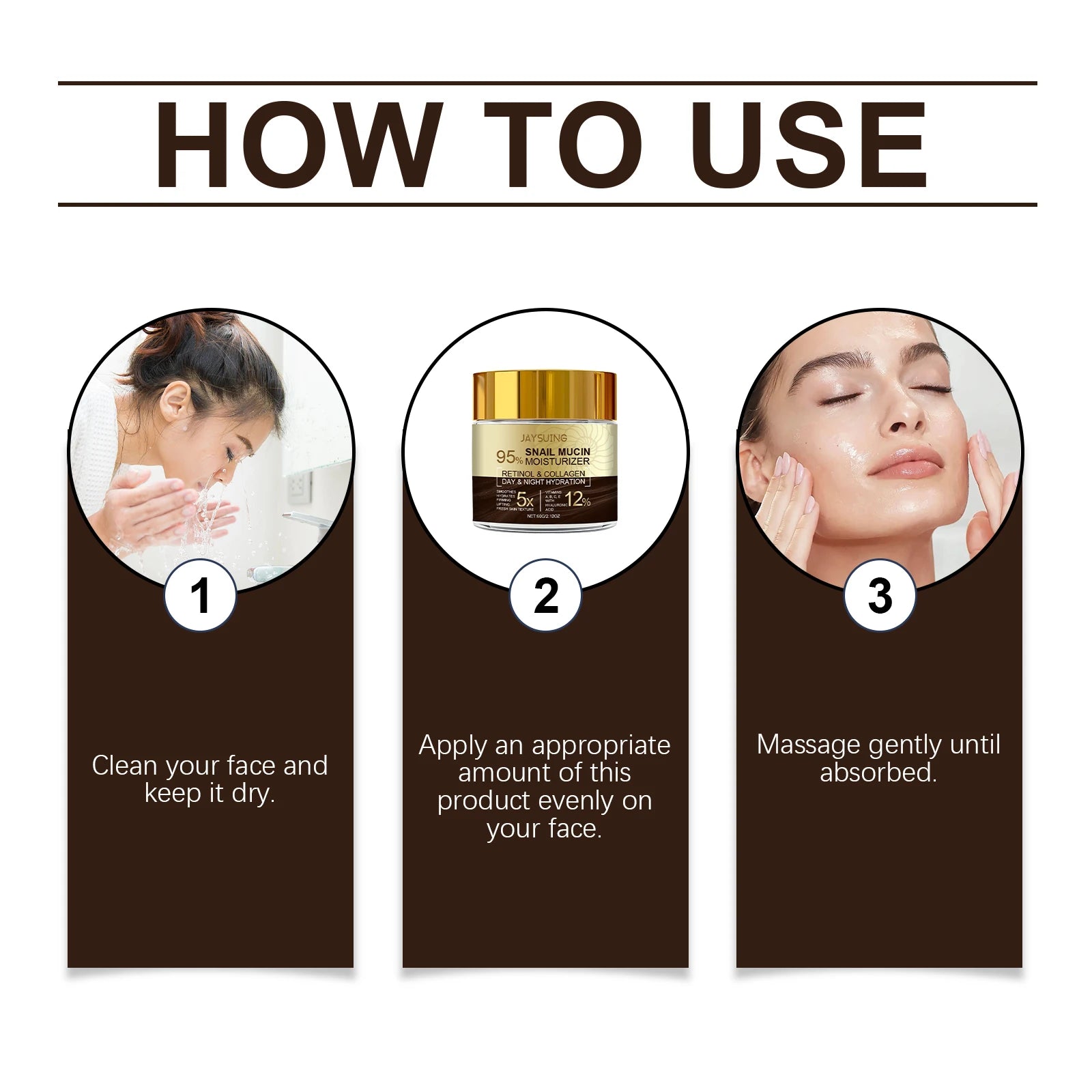 95% Snail Mucin Moisturizer Collagen Rejuvenating Anti Aging Wrinkles Firm Lift Brighten Retinol Hyaluronic Acid Day Night Cream
