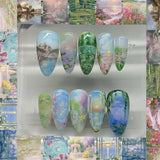 24pcs Flower Print Press on Nails Wine Red Blush Almond False Nail Tips Wearable Reusable Summer Spicy Girl Fake Nails