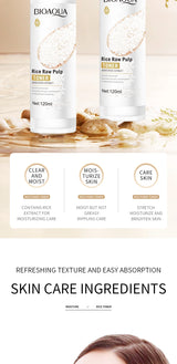 BIOAOUA Rice Raw Pulp Face Toner Moisturizing Water Brightening Lifting Deep Facial Cleanser For Young Glowy Korean Skin Care