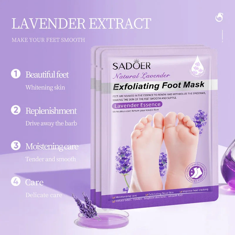 SADOER  Exfoliating Feet Mask Exfoliating Foot Peel Mask Socks Pedicure Peeling Dead Skin Remover Feet Mask Peel Moisturizing