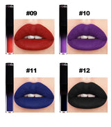12 Color Halloween Dark Lip Gloss Matte Colorful Non Fade Liquid Lipstick Kit Waterproof Lasting Black Red Blue Velvet Lipsticks