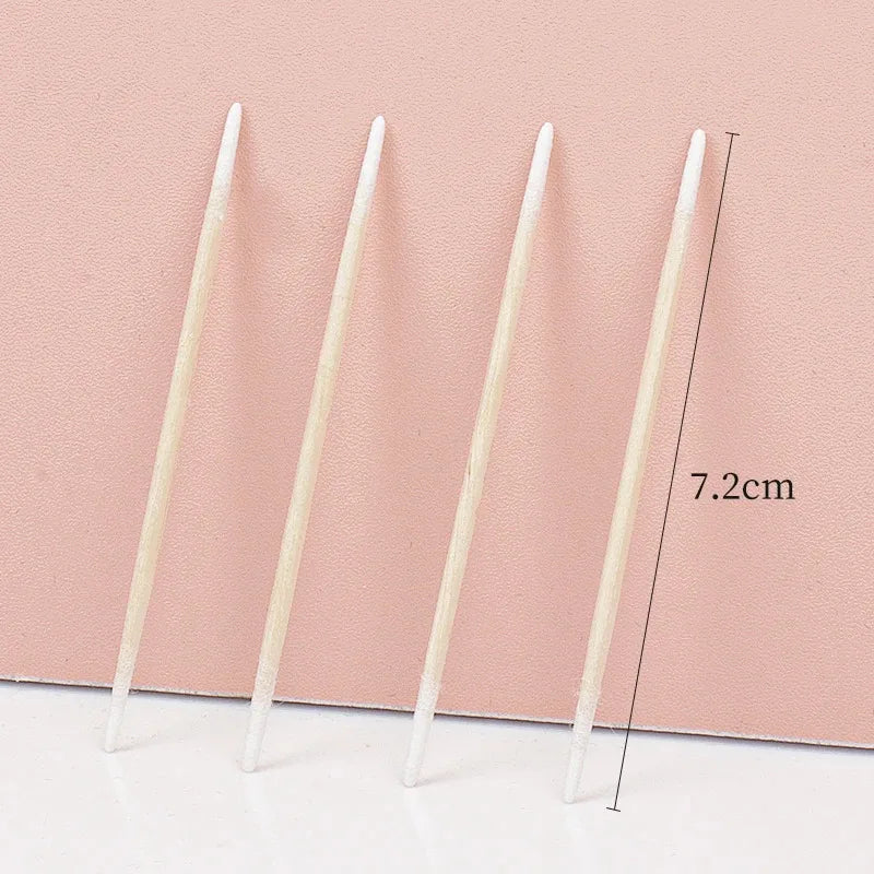 Disposable Ultra-small Double-end Wood Cotton  Swab 100pcs Lint Free Micro Brushes Eyelash Extension Glue Removing Tools