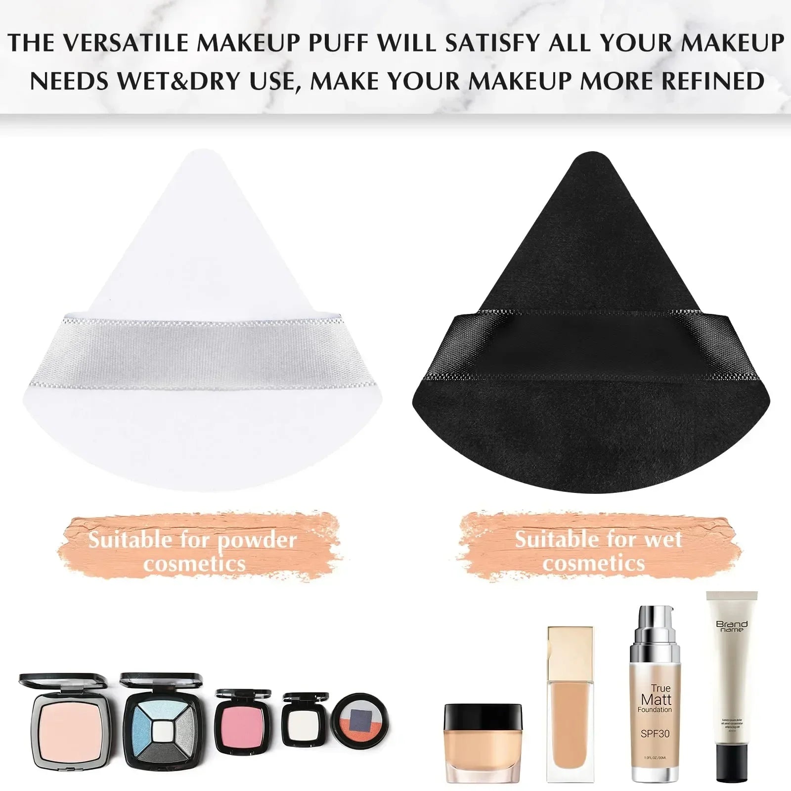 Black Triangle Velvet Powder Puff Soft Foundation Makeup Sponge Portable Household Cosmetic Beauty Accessory