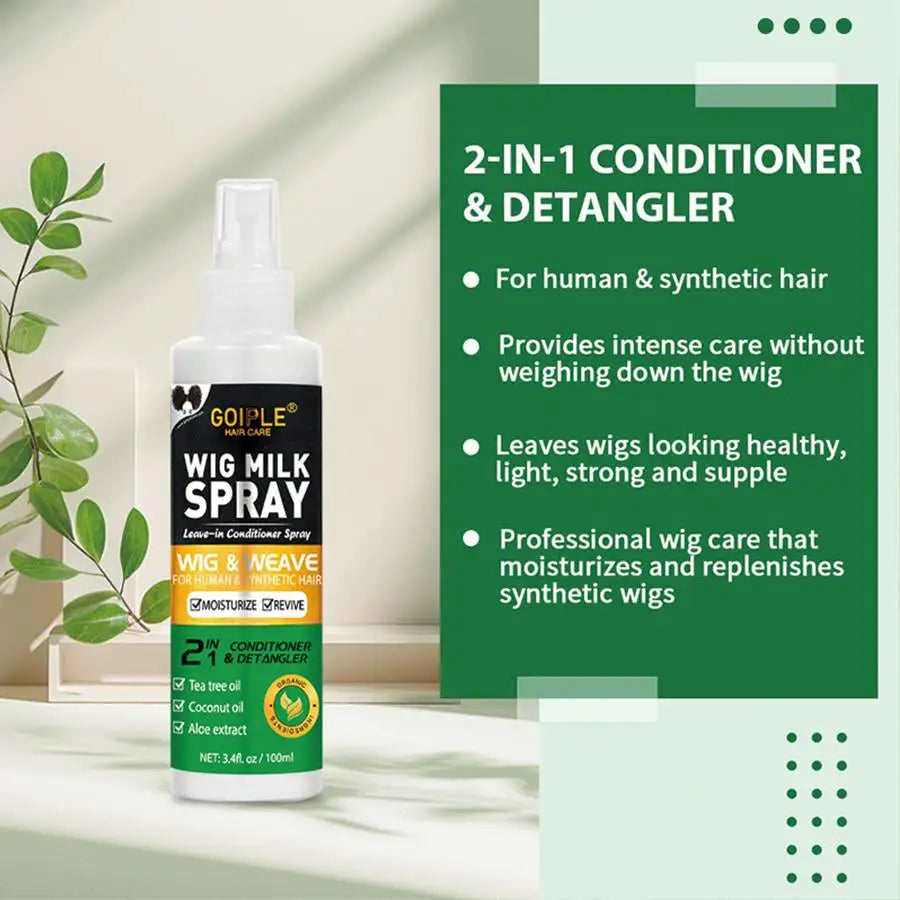 100ml Wig Milk Spray Moisturizing Care Spray for Wig Synthetic Hair Prevent Frizz Leave-in Conditioner for Wigs Smooth and Shine
