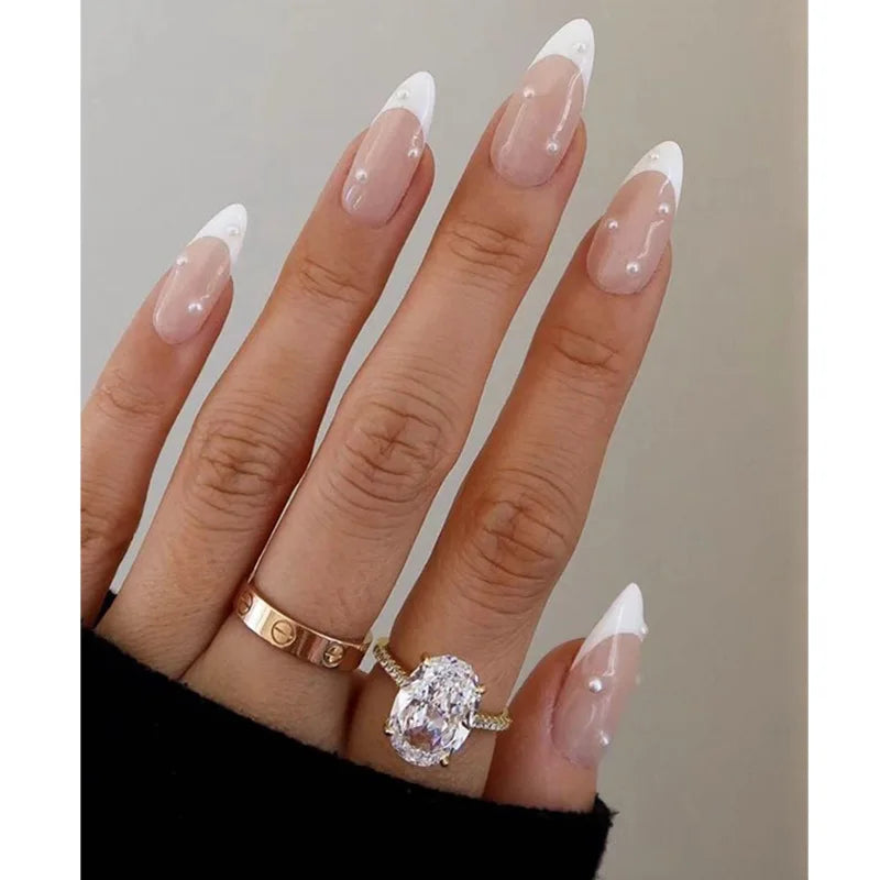 24Pcs Simple Wine Red Fake Nail with Mid-length Design Almond Press on False Nails Wearable Round Head Oval Full Cover Nail Tips