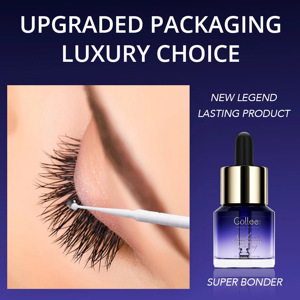 Gollee Eyelash Extensions Glue 15ml Eyelash Cleansing Primer Super Bonding Lasting Lash Extension Primer Professional Adhesive