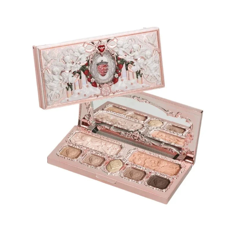 Flower knows Strawberry Cupid Collection Facial Complexion Palette Blush Eyeshadow Highlighter Flower Know Face Bronzer Palette