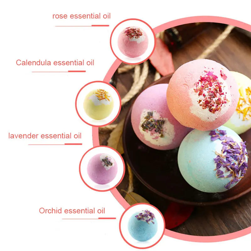 Bath Set Moisturizing Peeling Skin Care Bath Ball with Essential Oils And Bath Salts Handmade Bubble Ball Gift for Relaxing