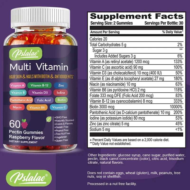 Multivitamin Gummies - with Vitamins and Minerals - Enhances Energy Levels, Immune Support, AntioxidantSupplements