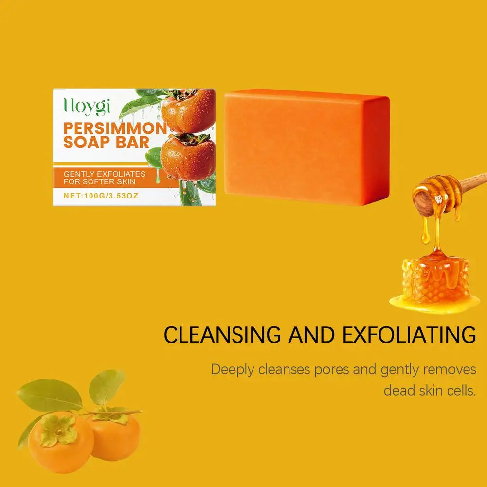 Persimmon Soap Bar for Body Odor Control, Handmade Persimmon Soap for Face and Body Wash, Gentle Smooth Deodorant Bath Soap 100g