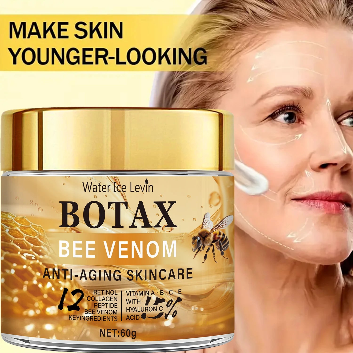 Peptide Bee Venom Cream with Retinol - Plumping Hydration, Vitamin Infusion, Fast Absorption, Winter Skin Renewal