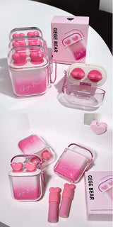 GEGE BEAR Heart-beating Water Gloss Velvet Matte Lip Glaze Combination Two-pack Mirror Matte Headphone Shaped Pendant Lip Glaze