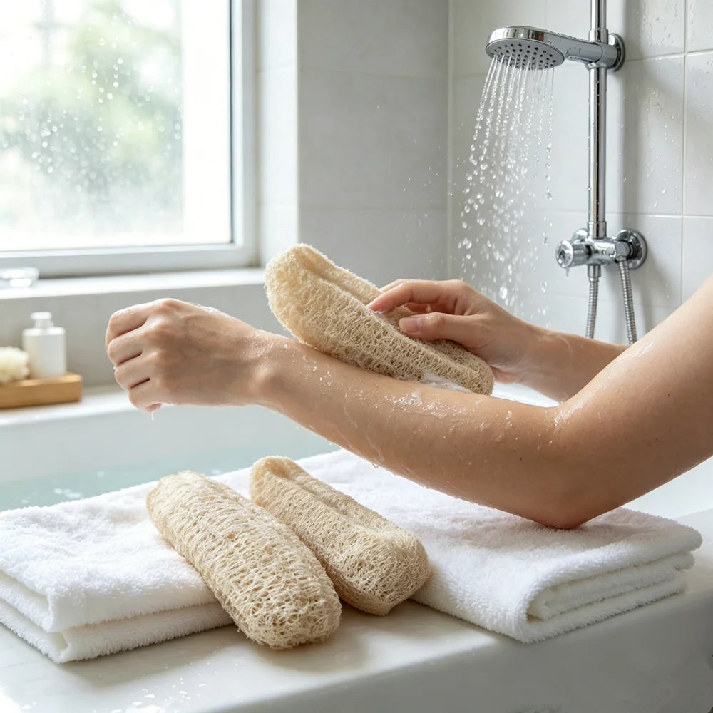 Natural Loofah Multi-Purpose Eco-Friendly Body Shower Sponge Home Cleaning Brush Exfoliating for Skin Tough on Stain Bathroom