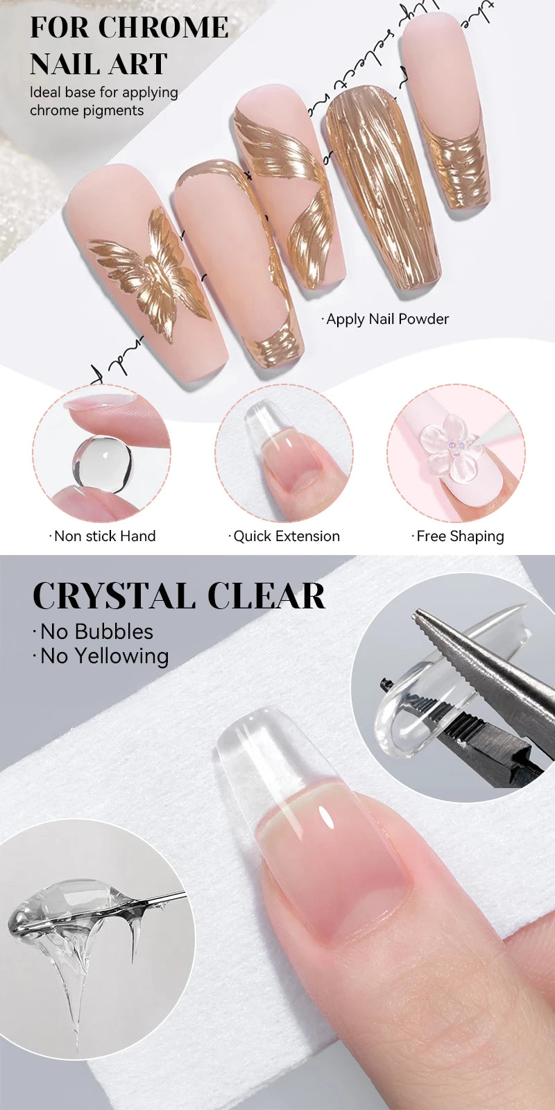 NICOLE DIARY White Non Stick Hand Extension Gel Nail Polish For 3D Shaping Carving Flower DIY Nail Art Extension Acrylic