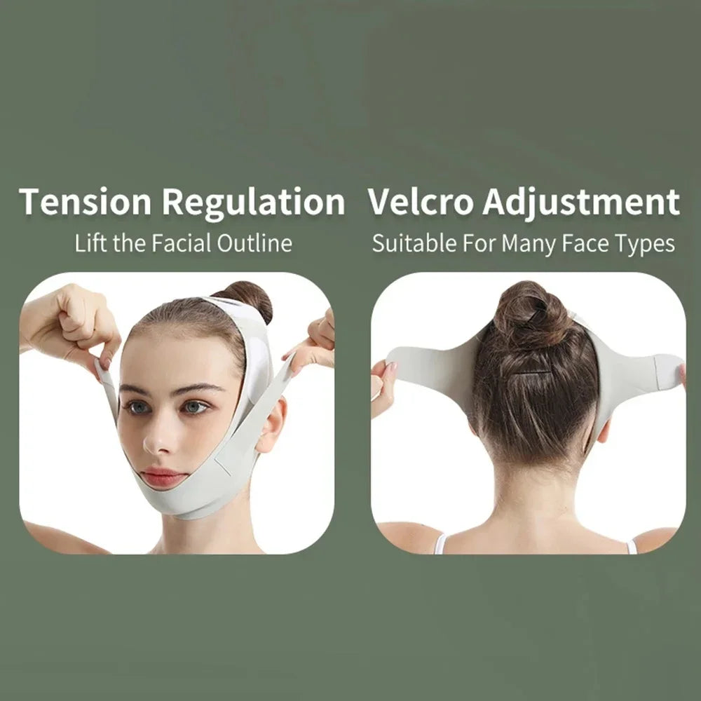 Adjustable V-Shape Face Lift Band Breathable Reusable Facial Slimming Strap Double Chin Reducer for Men Women Daily Skin Care