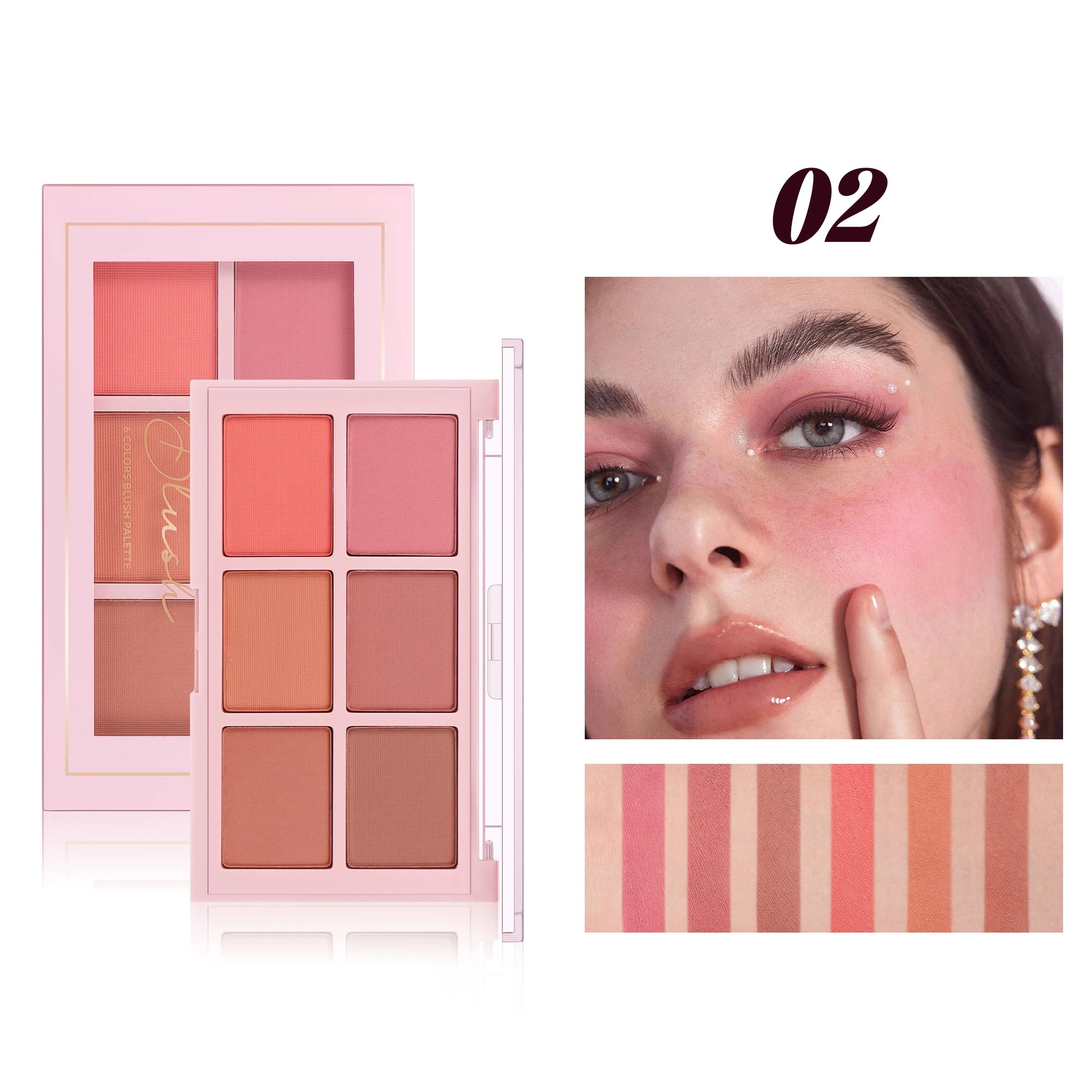 Long Wear Blush Makeup Palette Buildable Color Velvet Finish Face Powder Cheek Contouring Brightening