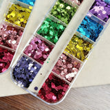 3D Spliced Flower Polka Dot Nail Art Sequins 12 Grids Retro 1-3mm Round Nail Glitter Sparkling Flakes Nail Charms Manicure Decro