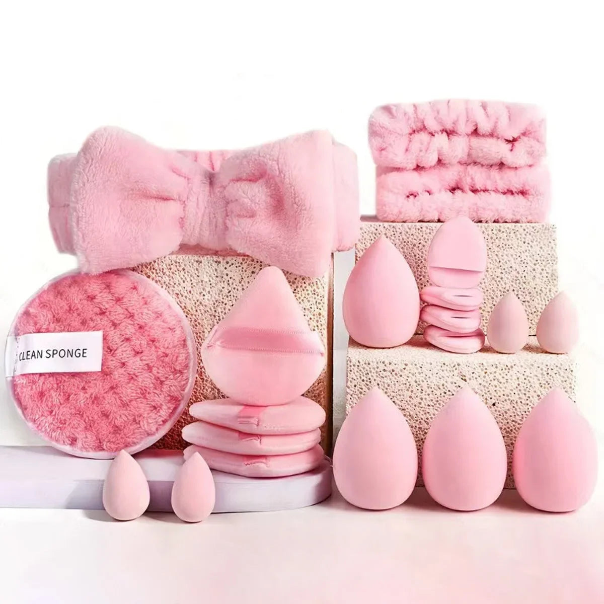 33pcs beauty set makeup kit  large and small beauty sponges for flawless makeup application and removal of makeup full set