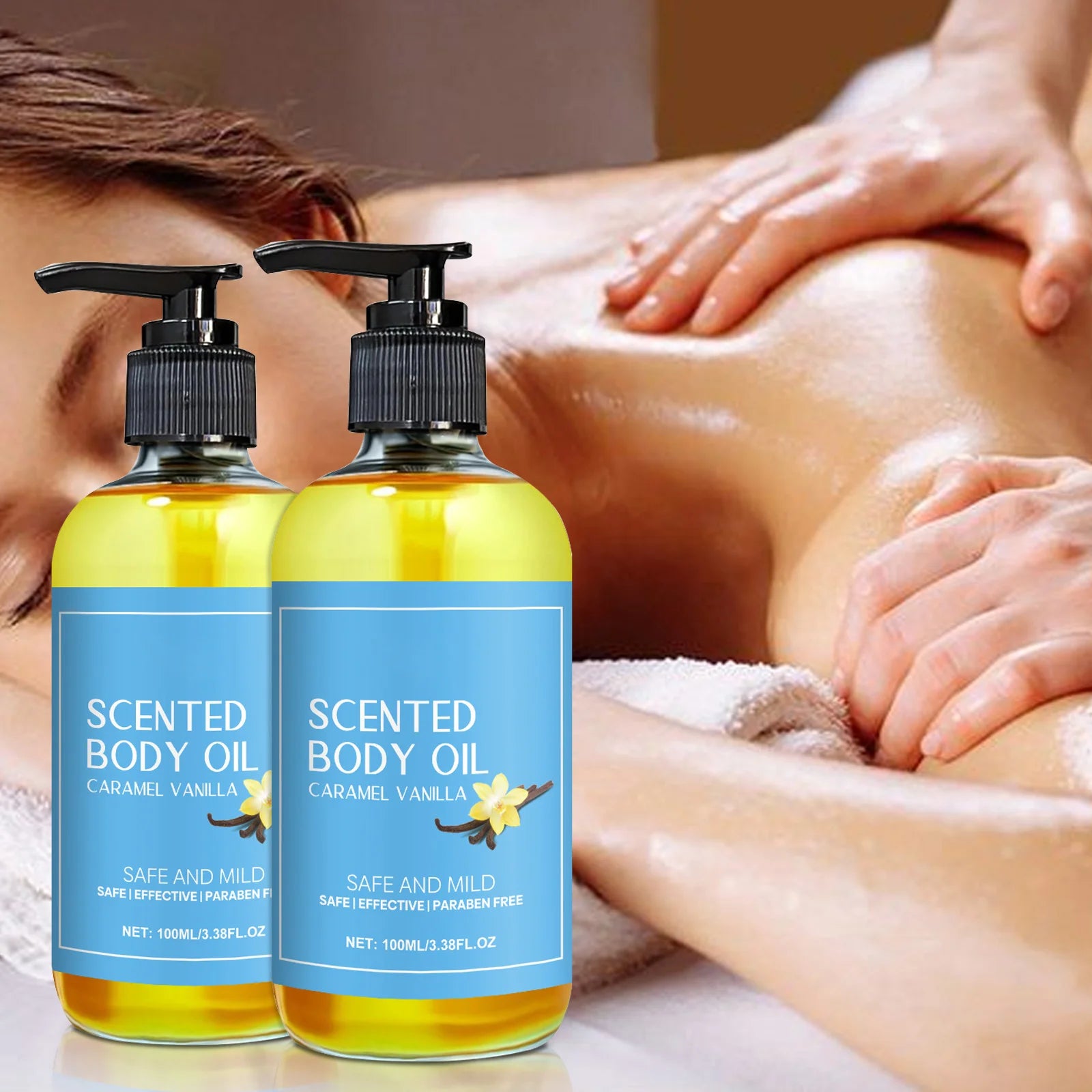 1-5pcs Stress Relief Body Oil with Vanilla - Deeply Moisturizes & Soothes Muscles, Herbal Formula for Relaxing Bath & Massage.