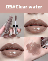 Water Light Mirror Lip Gloss Lasting Moisturizing Cool Black Silver Gray Pearlescent Fine Sparkling Lipstick Lip Oil