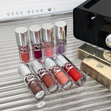 Gege Bear Glittering Mirror Lip Glaze, Watery Shimmering Light Lip Gloss Makeup 8 Colors, Hydrating Moisturizing, Long Lasting