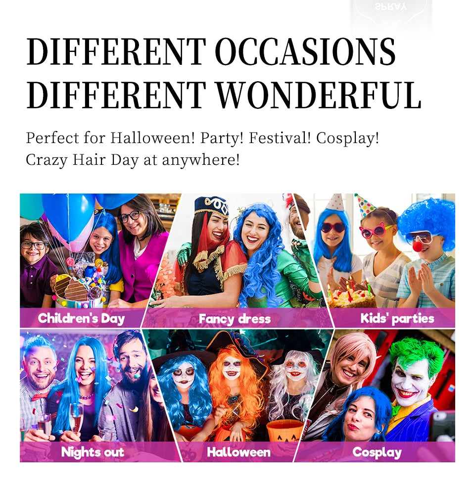 Temporary Hair Color Spray One-Time Hair Dyeing Instant Hair Salon Multi Color Hair Dye Makeup Chalk Washable DIY Party Styling