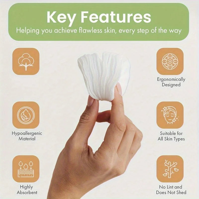 300/600pcs Round Facial Cleansing Pads High-Quality Makeup Remover Wipes Hypoallergenic Lint-Free Round Pads Light Beige