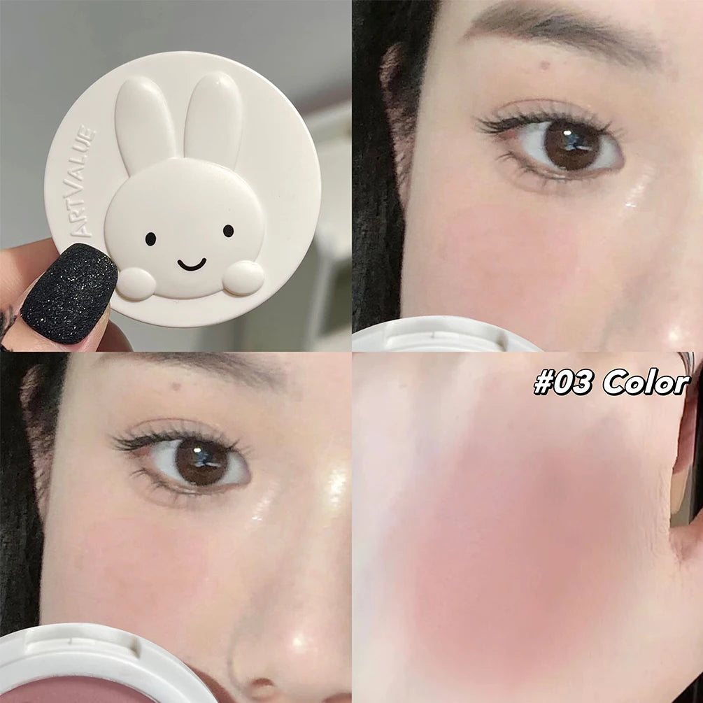 Monochrome Blush Palette Matte Peach Rouge Cute Bunny Rose Red Cheek Tint Blusher Powder Natural Face Contouring Shadow Makeup